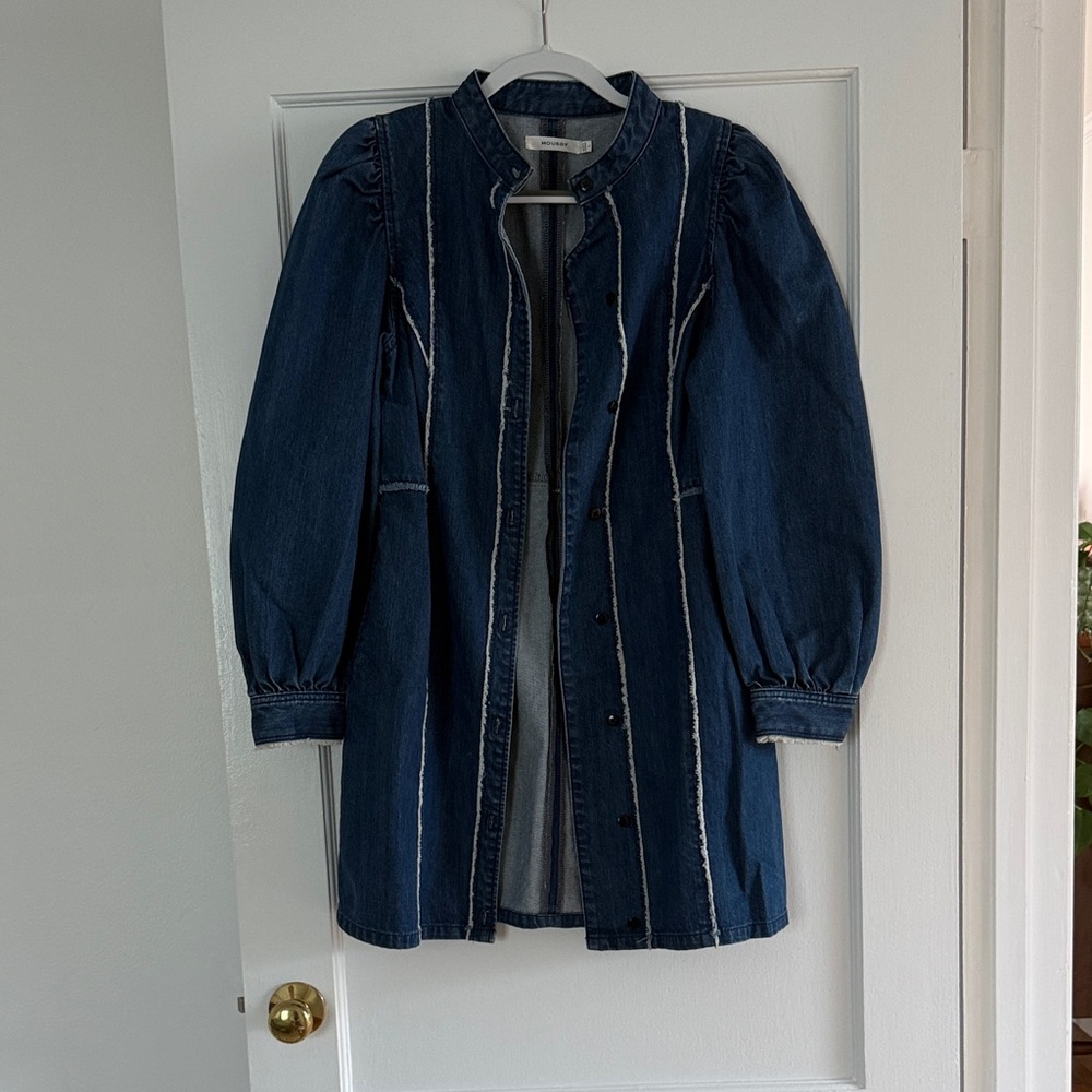 Denim Longline Button-Front dress - Dark Blue